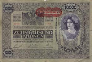 Ausztria 1918. Osztrák-Magyar Bank kiadása 10000K piros "Deutschösterreich" fny-sal (6x) T...