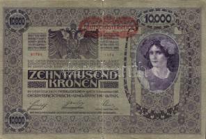 Ausztria 1918. Osztrák-Magyar Bank kiadása 10000K piros "Deutschösterreich" fny-sal (6x) T...