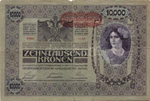 Ausztria 1918. Osztrák-Magyar Bank kiadása 10000K piros "Deutschösterreich" fny-sal (6x) T:III,III/IV+
