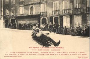 Les Sports dhiver dans les Pyrénées, pau-Eaux Bonne-Cauterets / winter sport, bob sleigh race with four-men controllable bobsled