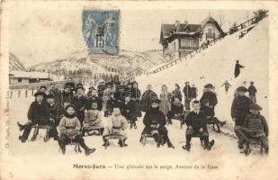 More-Jura, Une glissade sur la neige, Avenue de la Gare / winter sport, sledding children, TCV card (fa)