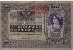 Ausztria 1918. Osztrák-Magyar Bank kiadása 10000K piros "Deutschösterreich" fny-sal (6x) T...