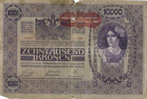 Ausztria 1918. Osztrák-Magyar Bank kiadása 10000K piros "Deutschösterreich" fny-sal (6x) T...