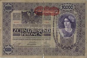 Ausztria 1918. Osztrák-Magyar Bank kiadása 10000K piros "Deutschösterreich" fny-sal (6x) T...
