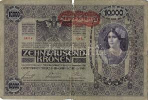 Ausztria 1918. Osztrák-Magyar Bank kiadása 10000K piros "Deutschösterreich" fny-sal (6x) T...
