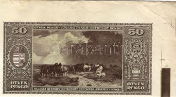 1945. 50P csak hátlapi nyomat jobb sarokívszél illesztőkeresztekkel és színpróbával T:I