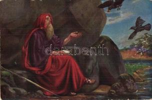 7 db RÉGI judaikai művészlap az Ótestamentumból / 7 pre-1945 Judaica themed art postcards from the H...