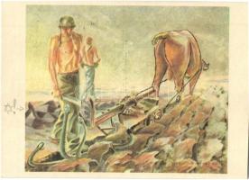 WWII German anti-Semitist art postcard with Jewish snakes, Judaica