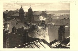 Pozsony, Pressburg, Bratislava; zsinagóga télen / synagogue in winter. O. Knoll 1925, Judaica (EK)