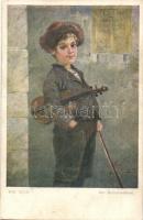 Der Bettelmusikant / Jewish street violinist boy. Galerie Wiener Künstler Nr. 803. s: Jos. Süss (Rb)
