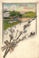 25 db RÉGI üdvözlőlap sok lithoval vegyes minőségben: húsvét, karácsony, pünkösd, újév / 25 pre-1945...