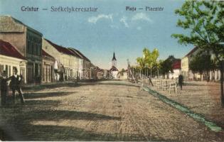 1930 Székelykeresztúr, Cristuru Secuiesc, Kristur; Piac tér / Piata / market square (EK)
