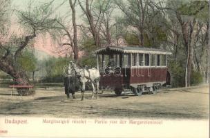 Budapest XIII. Margitszigeti lóvasút. Taussig A. / Partie von der Margariteninsel / horse-drawn tram (EK)