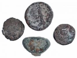 4db-os vegyes tisztítatlan ókori réz- és bronzpénz tétel T:3 patina 4pcs of various uncleaned ancient copper and bronze coins C:F patina