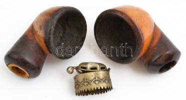 Vegyes pipa tétel, különböző anyagokból, több pipaszárral együtt, 9 db