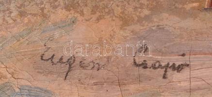 Csapó Jenő (1875-1954): Síelők a domboldalon. Olaj, vászon, jelzett, keretben, 57×68 cm