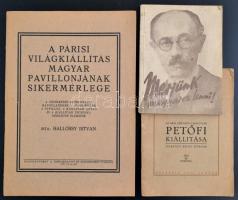 3 érdekes nyomtatvány: Teleki Pál: Merjünk magyarok lenni. Hollósy István: Párisi magyar világkiállítás magyar pavilonjának siker mérlege. Petőfi kiállítása.