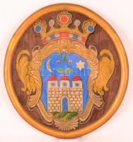 XX. sz. eleje: Veszprém vármegye hímzett címere üvegezett keretben./ Embroidered coat of arms 46x50 cm
