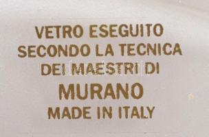Muranói tálka, kézzel festett, jelzett, apró kopásokkal, 20,5×14 cm