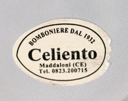 Muranói tálka, kézzel festett, jelzett, apró kopásokkal, 20,5×14 cm