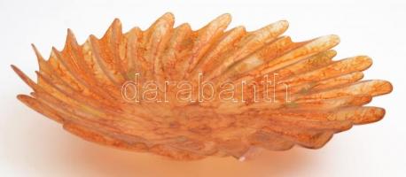 Muranói narancssárga tál, jelzett, apró kopásokkal, d: 41 cm