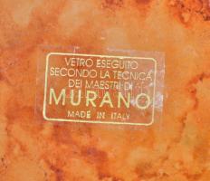 Muranói narancssárga tál, jelzett, apró kopásokkal, d: 41 cm