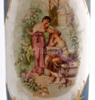 Matricás porcelán váza réz lábakkal, kopásokkal, jelzés nélkül, m:35,5 cm