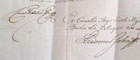 1832 Vöröskői gróf Pálffy Fidél (1788-1864) tárnokmester, főkancellár, árva megyei főispán saját kéz...