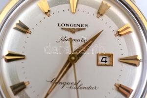 Longines Conquest Calendar Automatic karóra szép, működő állapotban, bőr szíjjal / Nice, working con...