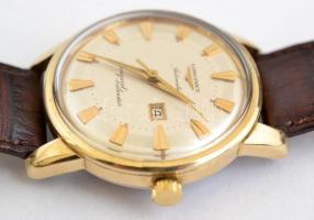 Longines Conquest Calendar Automatic karóra szép, működő állapotban, bőr szíjjal / Nice, working con...