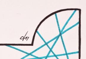 Kun Sarolta (1990- ): Geometria. Vegyes technika, papír, jelzett, feltekerve, 50×30 cm
