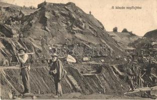Petrozsény, Petrosani; Kőszén napi fejtése. 1932 Adler fényirda Szászváros 1910. / coal mine, coal extraction (szakadás / tear)