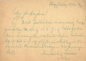 1942 3 db levél Szóbel Miklós zsidó 10/10. KMSZ-től (közérdekű munkaszolgálatos) édesapjának családt...