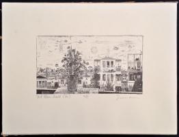 Gross Arnold (1929-2015): Kleinstadt 48/C. Offset, papír,jelzett, 13,5×24 cm