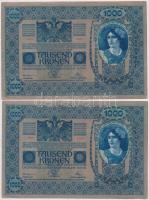 1902. 1000K (4x) sorszámkövetők, mindkét oldal német és "DEUTSCHÖSTERREICH" felülbélyegzés...