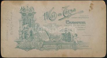 cca 1900 Azonosítatlan színésznő portréja, keményhátú fotó, Bp., Mai és Társa műterméből, kissé kopo...