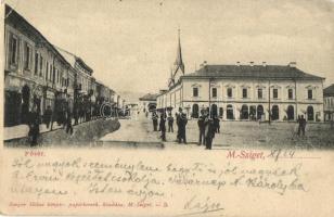 1902 Máramarossziget, Sighetu Marmatiei; Fő tér, üzletek. Kiadja Berger Miksa / main square, shops (EK)