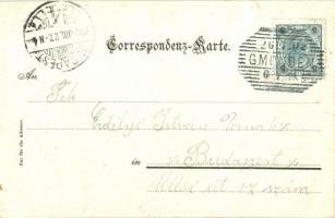 1902 Gmunden, Restauration Hoisen am Fusse des Traunsteins / restaurant by the mountain (ázott sarok...