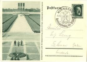 Feldpostkarte zum Reichsparteitag / NSDAP German Nazi Party propaganda, swastika; 6 Ga. Adolf Hitler + 1937 Reichsparteitag der NSDAP Nürnberg So. Stpl. (EK)