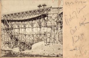 1902 Kolozsvár, Cluj; vasúti híd, viadukt építése Kolozsvár közelében / construction of a railway bridge near Cluj, viaduct. photo (EB)