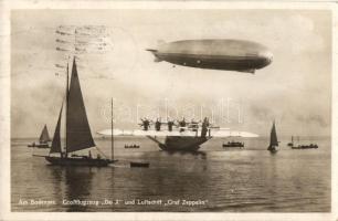 1930 Am Bodensee. Großflugzeug Do X und Luftschiff Graf Zeppelin / Dornier Do X flying boat and LZ 127 Graf Zeppelin airship