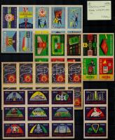 9 db vágatlan, csehszlovák gyufacímke ív