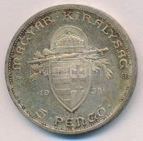 1938. 5P Ag "Szent István" T:1- patina
Adamo P8.1