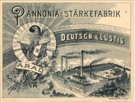 Arad, Deutsch & Lustig Pannonia Keményítőgyára. Szecessziós reklámlap / Pannonia-Stärkefabrik / Hungarian starch factorys advertisement. Art Nouveau (non PC) (Rb)