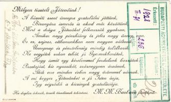 1928 Budapest X. Szent József- és Szűz Mária-otthon húsvéti üdvözlőlapja. Maglódi út 125. + "Bu...