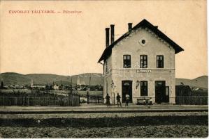 Tállya, pályaudvar, vasútállomás. W.L. Bp. 5579. / Bahnhof / railway station (vágott / cut)