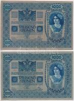 1902. 1000K (2x) mindkét oldal német és "DEUTSCHÖSTERREICH" felülbélyegzés + 1920. 2K &quo...