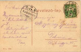 1908 Gyoma, Petőfi tér, lovas szekerek, iskola. W.L. 1419.  (EK)