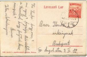 1919 Hatvan, Verbőczy utca, Schwarcz Nemzeti Szállodája, Központi szálloda. Jatzkó L. kiadása