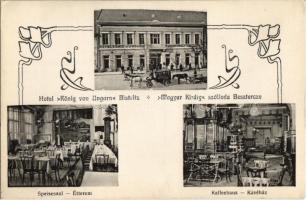 Beszterce, Bistritz, Bistrita; Magyar Király szálloda kávéháza és étterme, belső / hotel, restaurant, cafe, interior. Art Nouveau (EK)